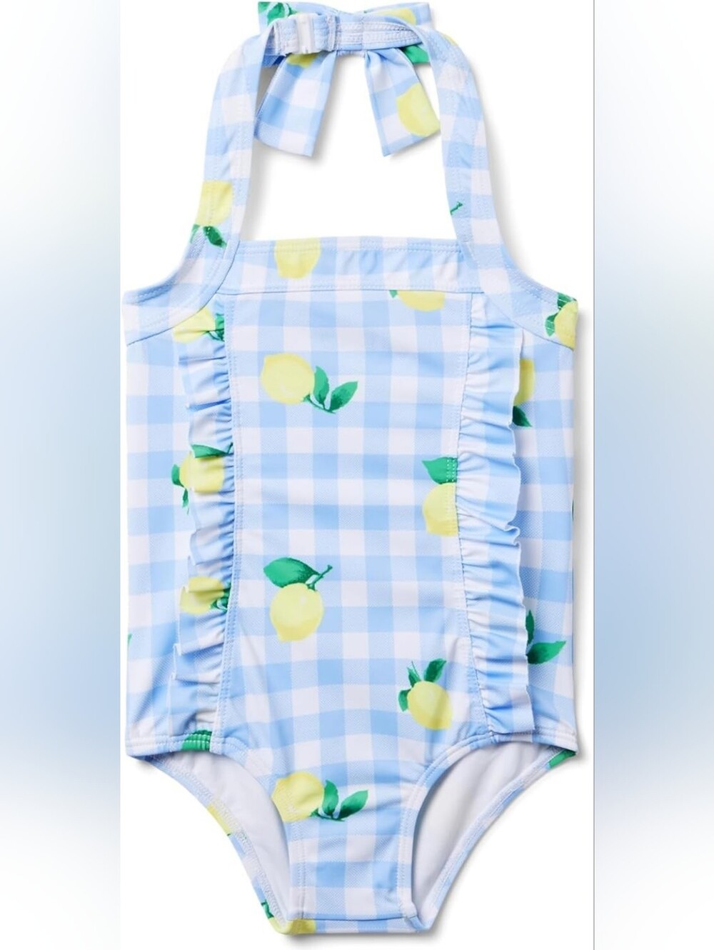 Janie and Jack Blue Gingham Dress with Yellow Lemon Print